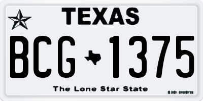 TX license plate BCG1375