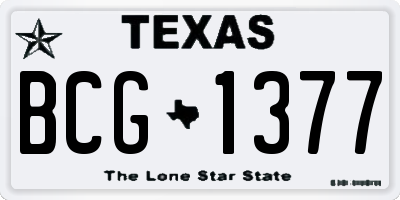 TX license plate BCG1377