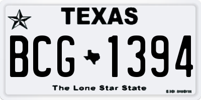 TX license plate BCG1394