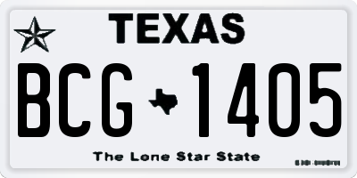 TX license plate BCG1405