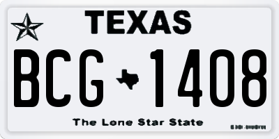 TX license plate BCG1408