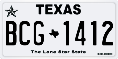 TX license plate BCG1412
