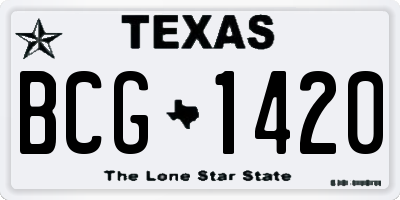 TX license plate BCG1420