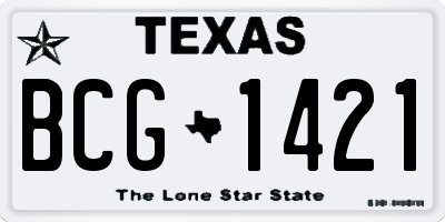 TX license plate BCG1421