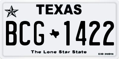 TX license plate BCG1422