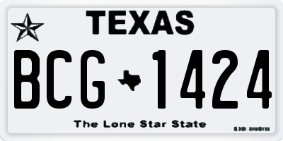 TX license plate BCG1424