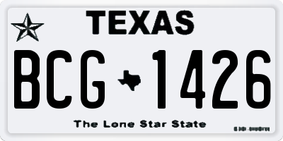 TX license plate BCG1426