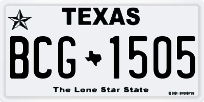 TX license plate BCG1505