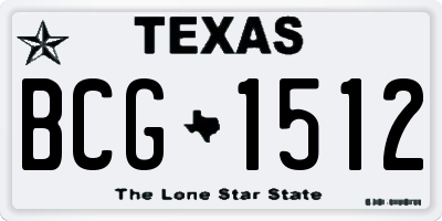 TX license plate BCG1512