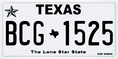 TX license plate BCG1525