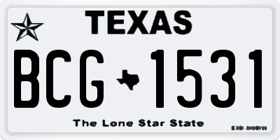 TX license plate BCG1531