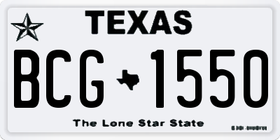 TX license plate BCG1550