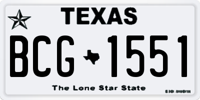 TX license plate BCG1551