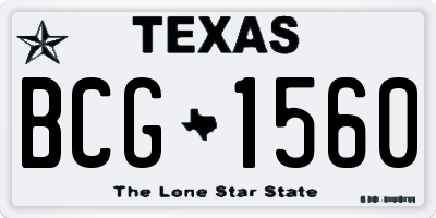 TX license plate BCG1560