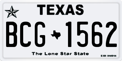TX license plate BCG1562