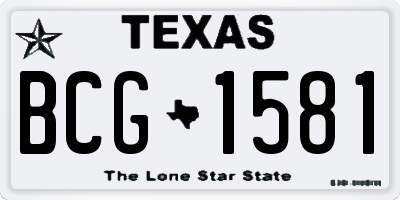 TX license plate BCG1581