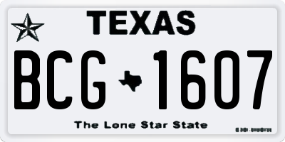 TX license plate BCG1607