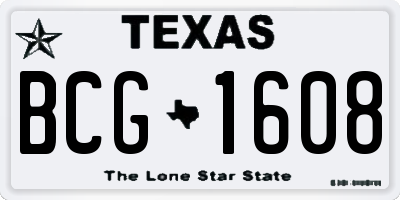 TX license plate BCG1608
