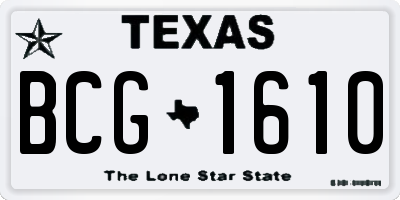 TX license plate BCG1610