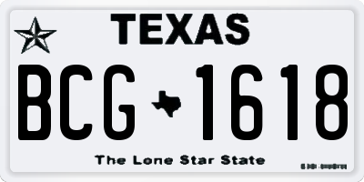TX license plate BCG1618