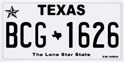 TX license plate BCG1626