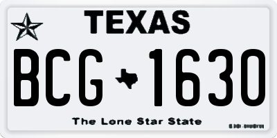 TX license plate BCG1630