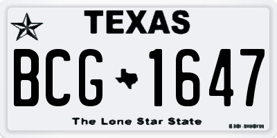 TX license plate BCG1647