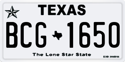 TX license plate BCG1650