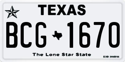 TX license plate BCG1670