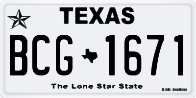TX license plate BCG1671
