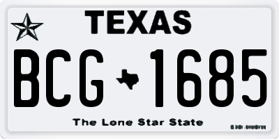 TX license plate BCG1685