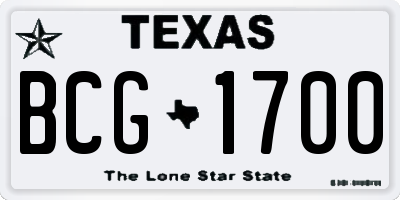 TX license plate BCG1700