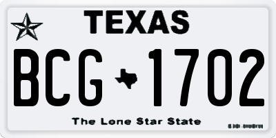 TX license plate BCG1702