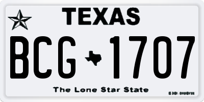 TX license plate BCG1707