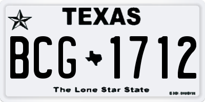 TX license plate BCG1712
