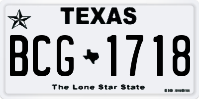 TX license plate BCG1718