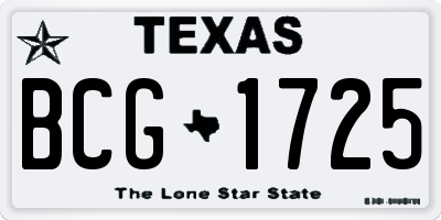 TX license plate BCG1725