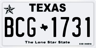 TX license plate BCG1731