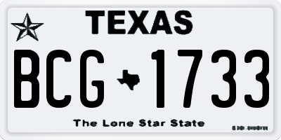 TX license plate BCG1733