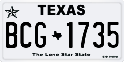 TX license plate BCG1735