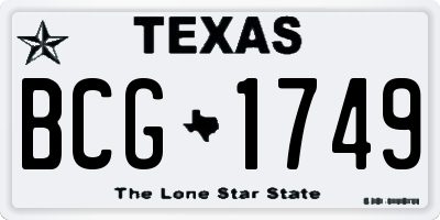 TX license plate BCG1749