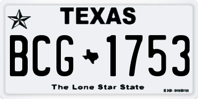 TX license plate BCG1753