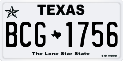 TX license plate BCG1756