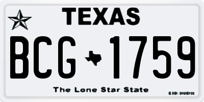 TX license plate BCG1759