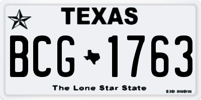 TX license plate BCG1763