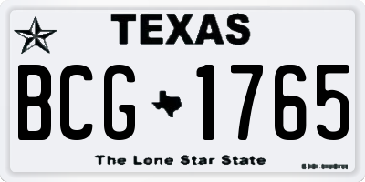 TX license plate BCG1765