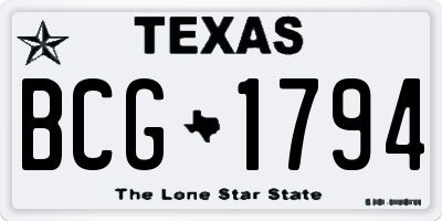 TX license plate BCG1794