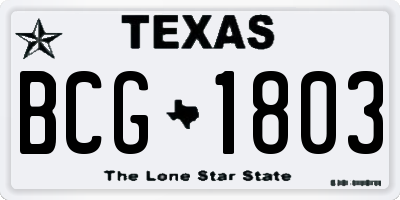 TX license plate BCG1803