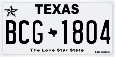 TX license plate BCG1804