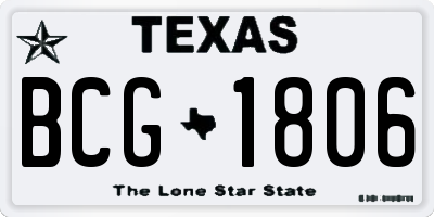 TX license plate BCG1806